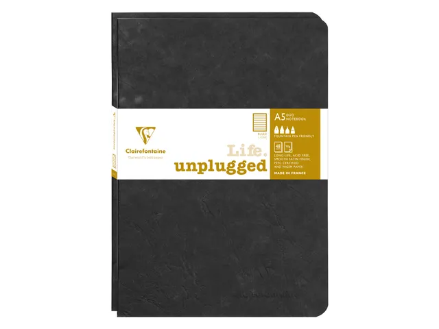 Schrift Clairefontaine A5 lijn 96 pagina's 90gr zwart seal à 2 stuks