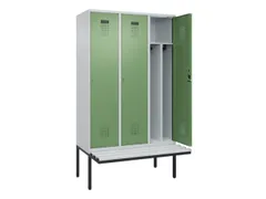 locker met bank,voor scheiding van kleding,HxBxD 2120x1200x815mm,3vak
