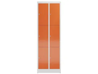 Lockerkast 1800x590x500mm 2x3 vakken cilinderslot, sokkel, RAL3000 - 2