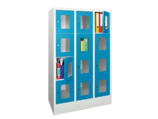 lockerkast,HxBxD 1518x900x500mm,3x4vakken,RAL7035,front RAL5012 - 2