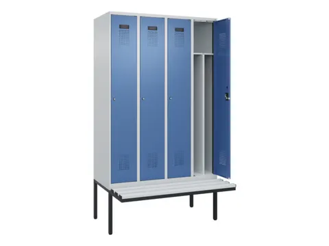 locker met bank,voor scheiding van kleding,HxBxD 2120x1200x815mm,4vak