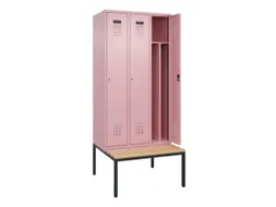 locker met bank,voor scheiding van kleding,HxBxD 2120x900x815mm,3vak
