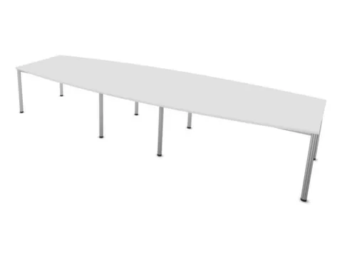 vergadertafel HxBxD 74x400x140cm vatvormig Bl-wit 4voeten alu