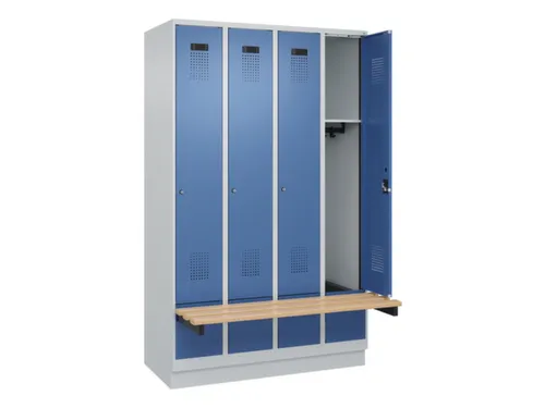 locker met bank,HxBxD 1950x1200x815mm,4vak,vak B 300mm,cilinderslot