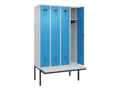 locker met bank,HxBxD 2120x1200x815mm,4vak,vak B 300mm,cilinderslot