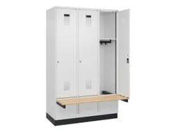 locker met bank,HxBxD 1950x1200x815mm,3vak,vak B 400mm,cilinderslot