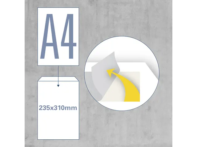 Envelop Raadhuis 235x305 Plakstrip Transparant 45 Micron 1000 Stuks