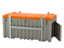 Opbergbox 750l 800x 1700x 860mm Kraanbaar Met Zijdeur Grijs/Oranje