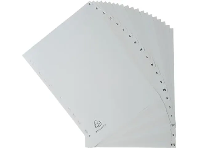 intercalaires pour ft A4, en PP, de A à Z, 20 onglets, gris