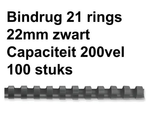 Bindrug GBC 22mm 21-rings A4 zwart 100stuks