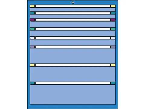 ladekast,HxBxD 1200x605x695mm,8lade(n),cil.-slot,RAL7035,front RAL7035