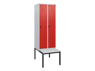 locker met bank,HxBxD 1950x600x815mm,2vak,vak B 300mm,draaigrendel - 1