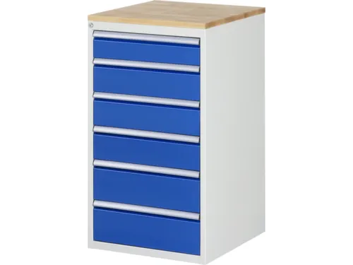 ladekast 1035x580x650mm 6laden cilinderslot RAL7035 RAL5010 beuken