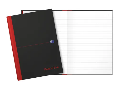 Notitieboek Oxford Black n' Red A4 96vel lijn zwart