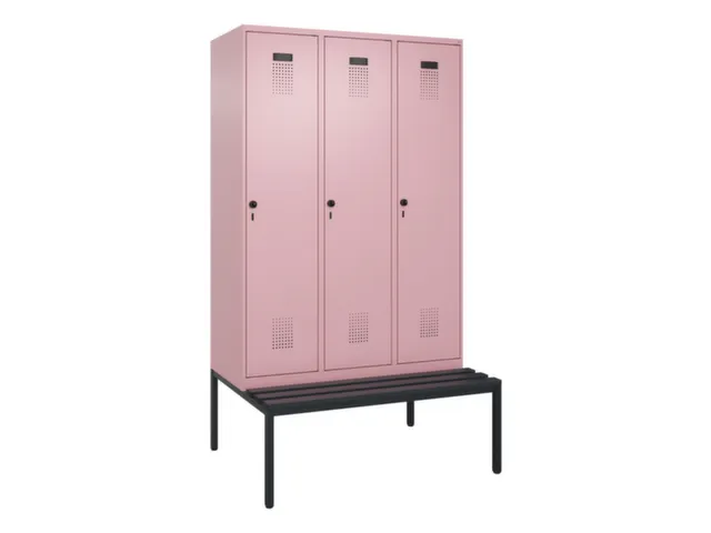 locker met bank,voor scheiding van kleding,HxBxD 2120x1200x815mm,3vak