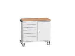 montagetafel 980x1300x600mm multiplexblad 6 laden kast front RAL7035