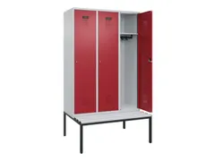 locker met bank,HxBxD 2120x1200x815mm,3vak,vak B 400mm,cilinderslot