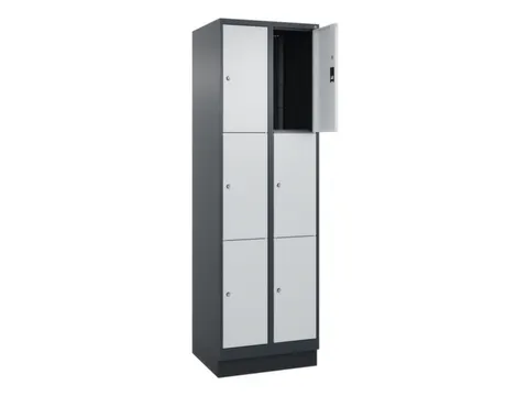 lockerkast,HxBxD 1950x600x500mm,2x3vakken,vak B 300mm,cil.-slot,sokkel