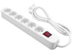 Stekkerdoos MRCS206 6-voudig wit incl. aan-uit schakelaar