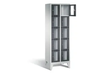 Lockerkast 1850x610x500mm 2x5 vakken Cilinderslot Poten, RAL7021 - 1