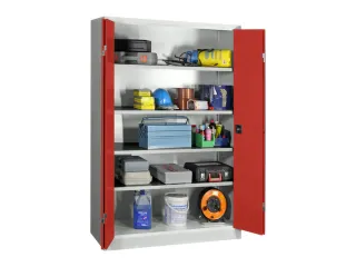Ruime Vouwdeurkast 1950x1200x600mm 4legborden Ral7035 Front Ral3000 - 2