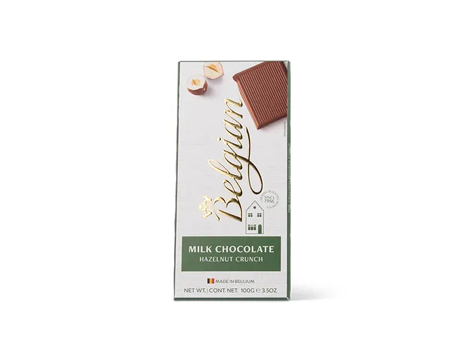 Chocolade The Belgian melk hazelnoot crunch reep 100 gram