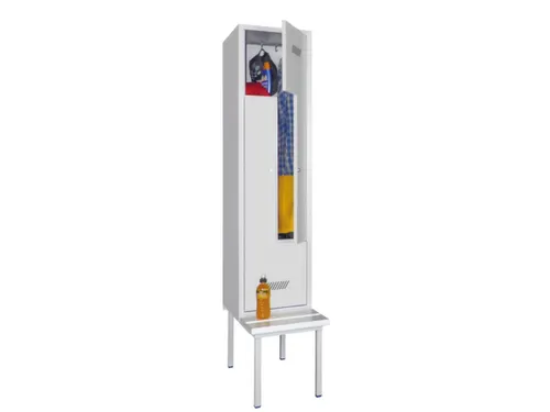 Z-garderobekast 2100x430x500mm 2 Delen Zitbank Klinksluiting Grijs
