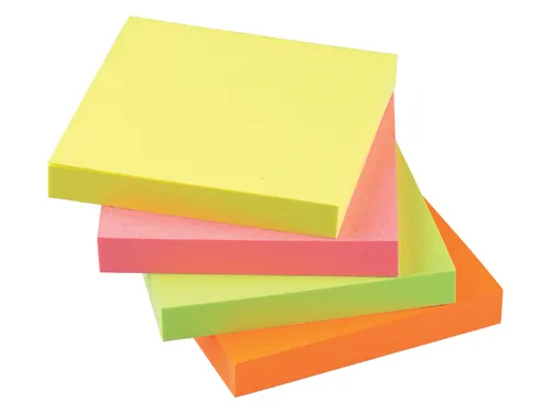 Memoblok Quantore 76x76mm neon kleuren assorti 4 kleuren