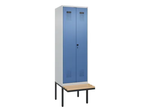 locker met bank,voor scheiding van kleding,HxBxD 2120x600x815mm,2vak