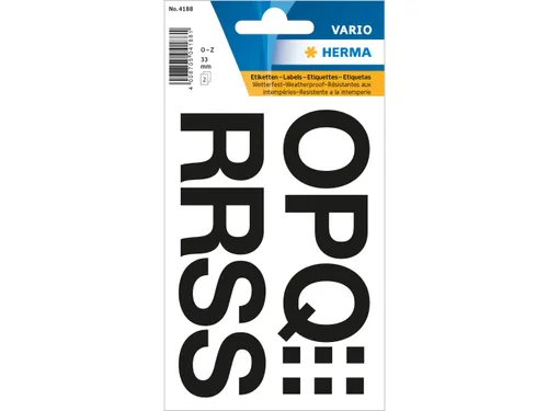 Etiket HERMA 4188 33mm letters O-Z zwart 22 stuks