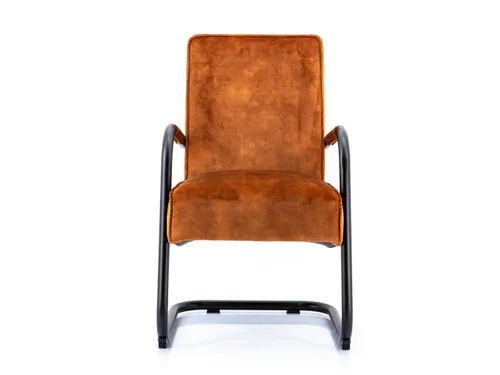 Luxe Vergaderstoel Dunton Cognac Velours Zwart Sledeframe
