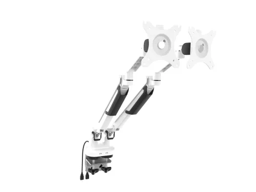 Dubbele Monitorarm Wit Incl. USB Poorten