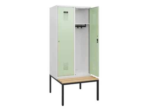 locker met bank,HxBxD 1950x800x815mm,2vak,vak B 400mm,cilinderslot