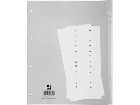 Tabbladen A4 Blanco PP 15 delig 4-Gaats Grijs