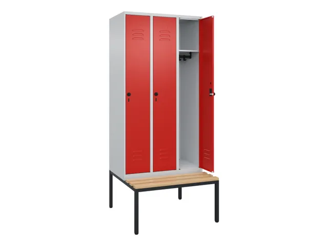Armoire vestiaire Classic+ 3 comp 212x90x81,5cm gris clair/rouge