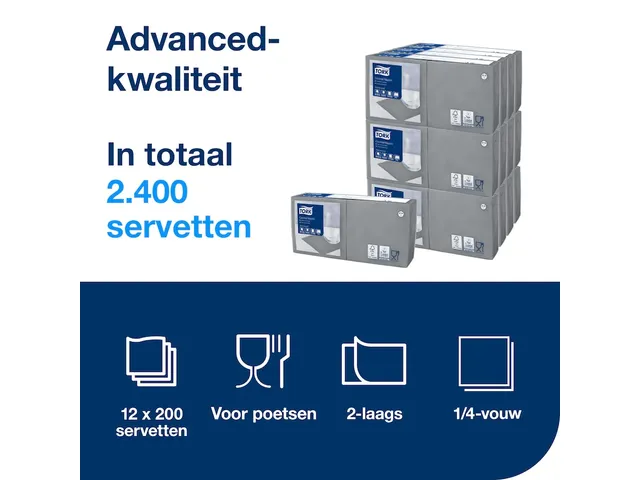 Tork 477832 Cocktailservet Advanced Grijs 24x24cm