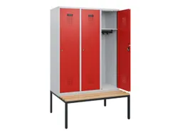 locker met bank,HxBxD 1950x1200x815mm,3vak,vak B 400mm,cilinderslot