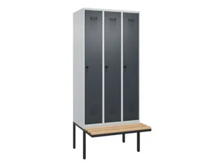 locker met bank,HxBxD 2120x900x815mm,3vak,vak B 300mm,draaigrendel - 3