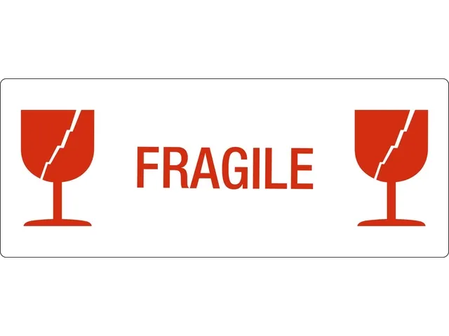 Waarschuwingsetiket fragile 150mmx60mm 500 stuks