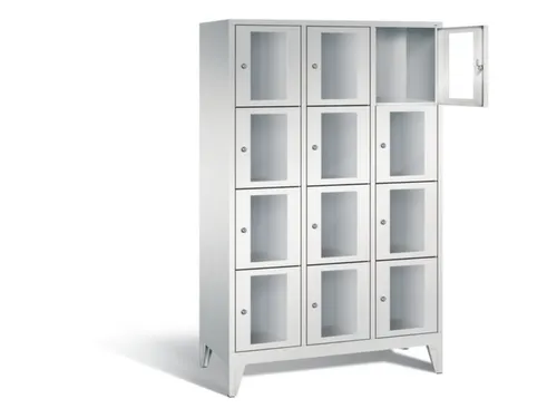 Lockerkast 1850x1200x500mm 3x4 vakken Cilinderslot Poten, RAL7035