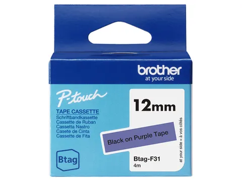 Brother BTAG-F31 labelprinter-tape Zwart op paars