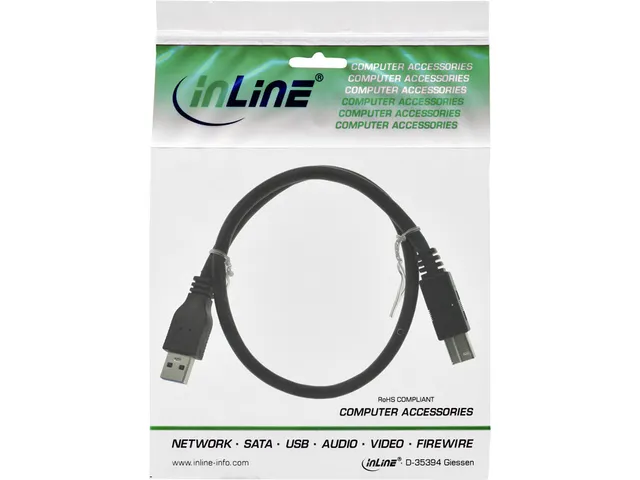 Kabel Inline USB-A USB-B 3.0 M 0.5 meter zwart