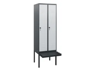 locker met bank,HxBxD 1950x600x815mm,2vak,vak B 300mm,draaigrendel - 1