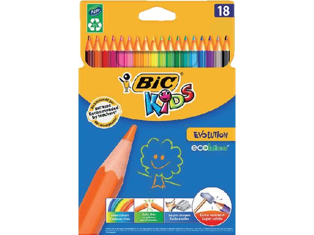 Kleurpotloden Bic Kids Evolution Assorti Blister à 18st | ArtSupplyShop.nl