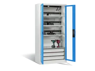 acculaadkast 1950x930x500mm 15stekkerdozen 230V ventilator fr. RAL5012 - 1