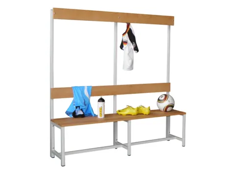 Omkleedbank LxB 1500x400mm Houten Latten Haken Enkelzijdig Lichtgrijs