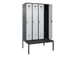 locker met bank,voor scheiding van kleding,HxBxD 2120x1200x815mm,4vak