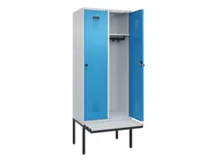 locker met bank,HxBxD 2120x800x815mm,2vak,vak B 400mm,draaigrendel