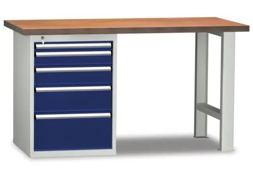 Werkbank 840x1500x700mm 1lade 50mm/100mm/125mm/175mm Ral7035