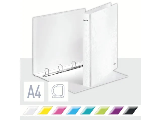 Ringband Leitz WOW A4 4-rings D-mech 25mm karton wit